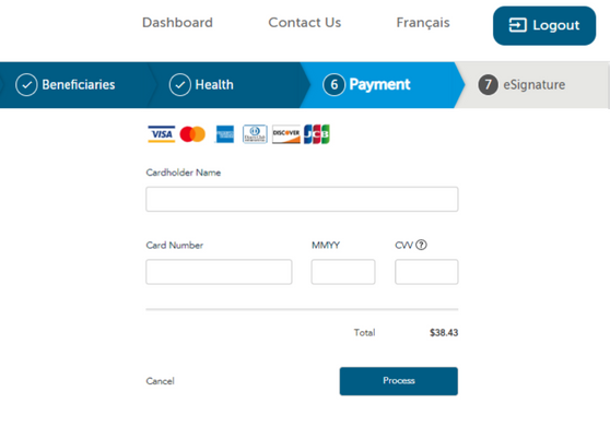 Moneris Checkout Payment Screen in Fast & Full Life Application