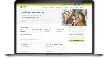 A laptop computer showing Estate Cost Comparison Tool on the screen
