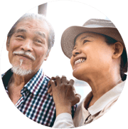 Chinese retired couple smiling