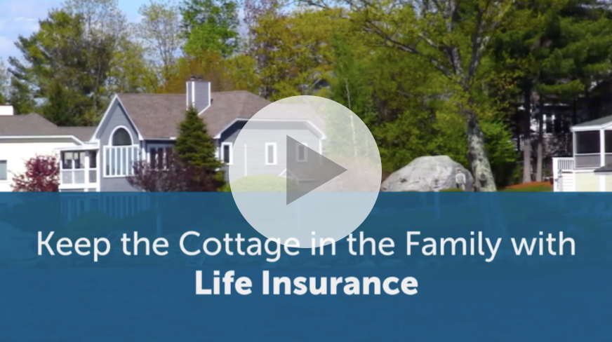 Row of cottages along the water titled Keep the Cottage in the Family with Life Insurance video